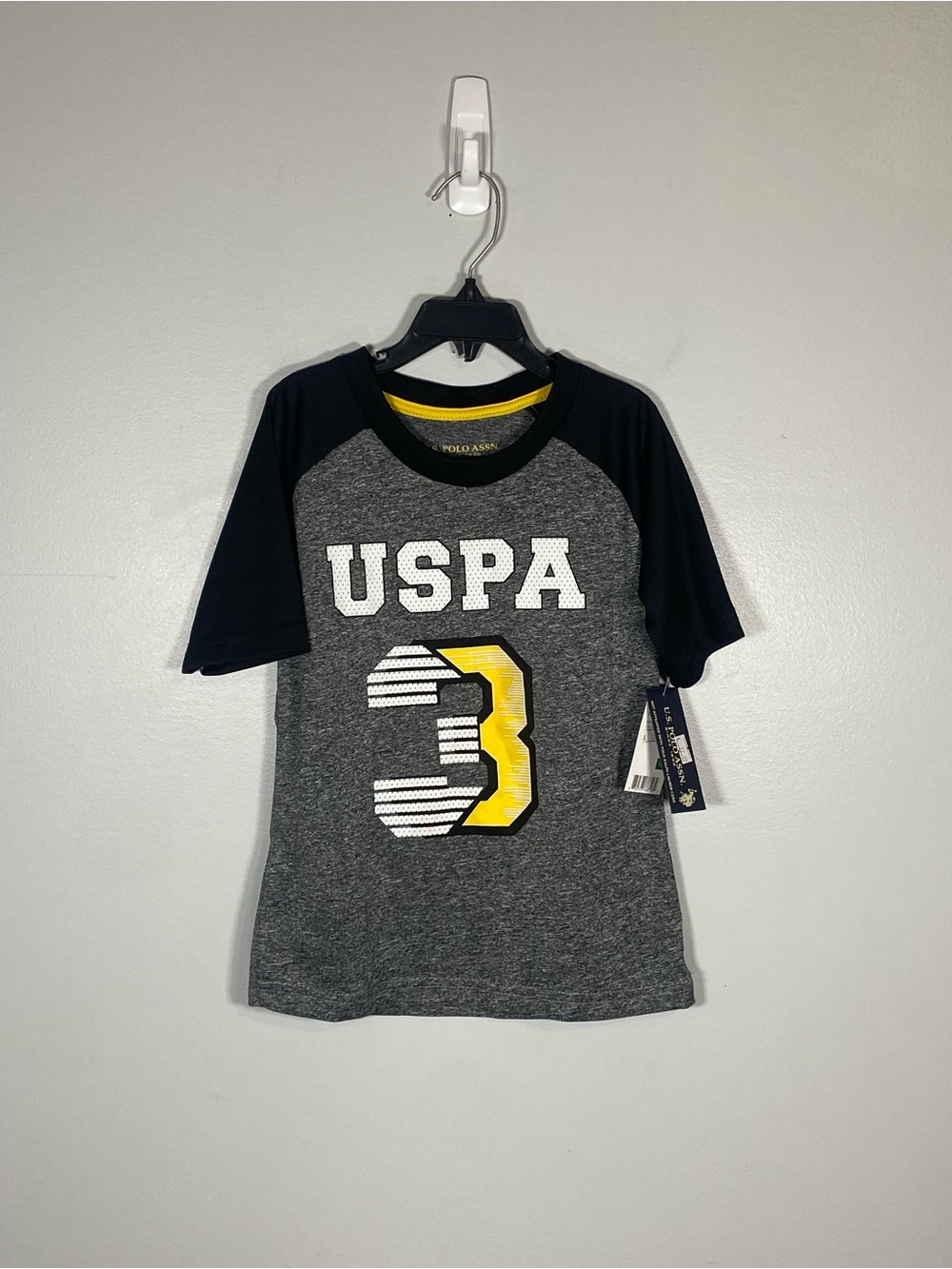 U.S. Polo Assn. Boys Gray & Black Tee with Yellow Accent